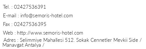 Semoris Hotel telefon numaralar, faks, e-mail, posta adresi ve iletiim bilgileri